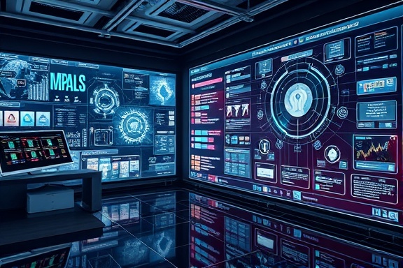 dynamic content hub, focused, strategizing, photorealistic, futuristic tech hub with seamless interface integrations, highly detailed, interactive touchscreens and digital flow diagrams, rich hues, soft ambient lighting, shot with a 35mm prime lens.